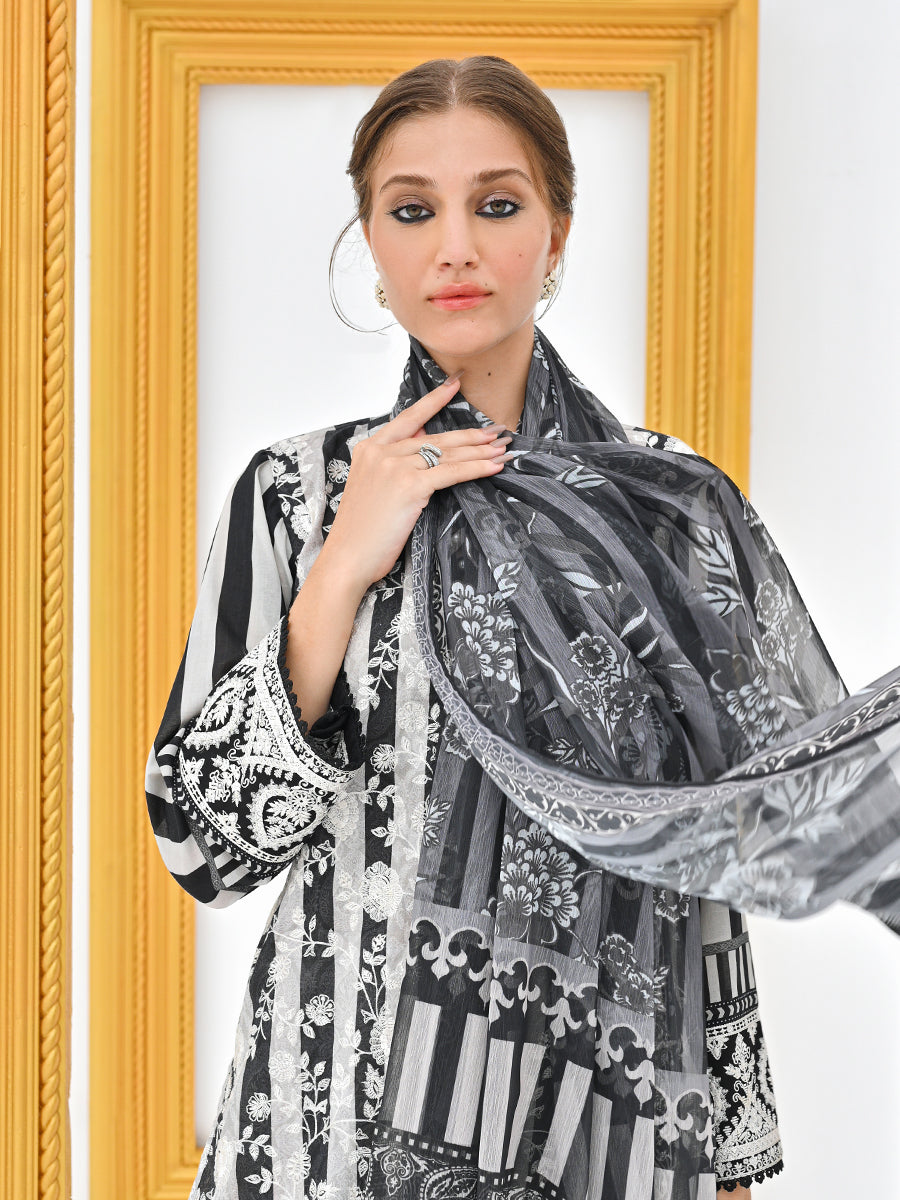 Unstitched 3Pc Embroidered Lawn Suit - A-WU3P23-22768