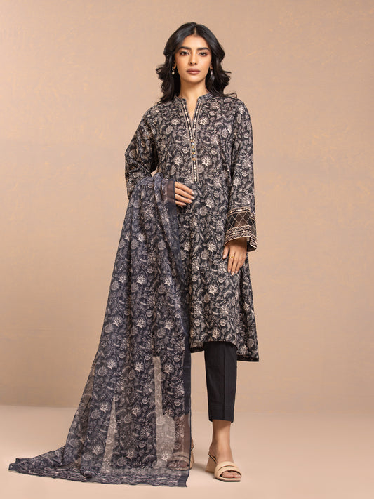 Unstitched 3Pc Printed Cambric Suit - A-WU3PMC23-24020