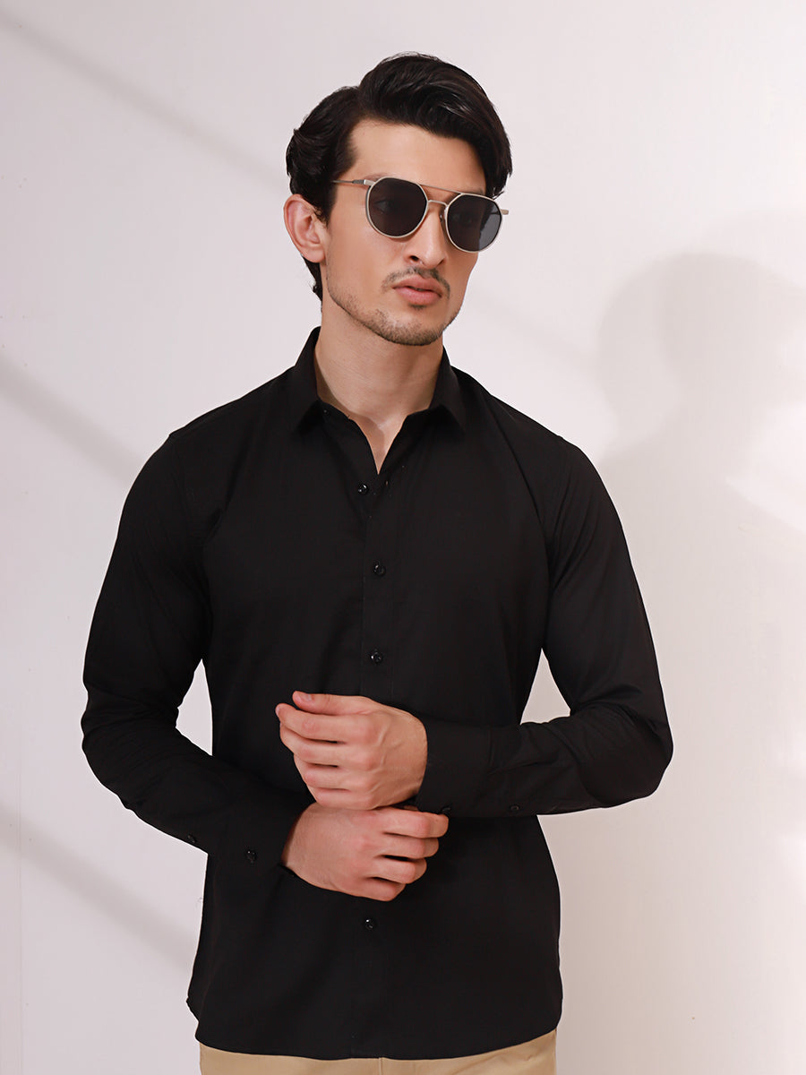Men's Black Full Sleeve Casual Shirt - ACE 70128 (S21)