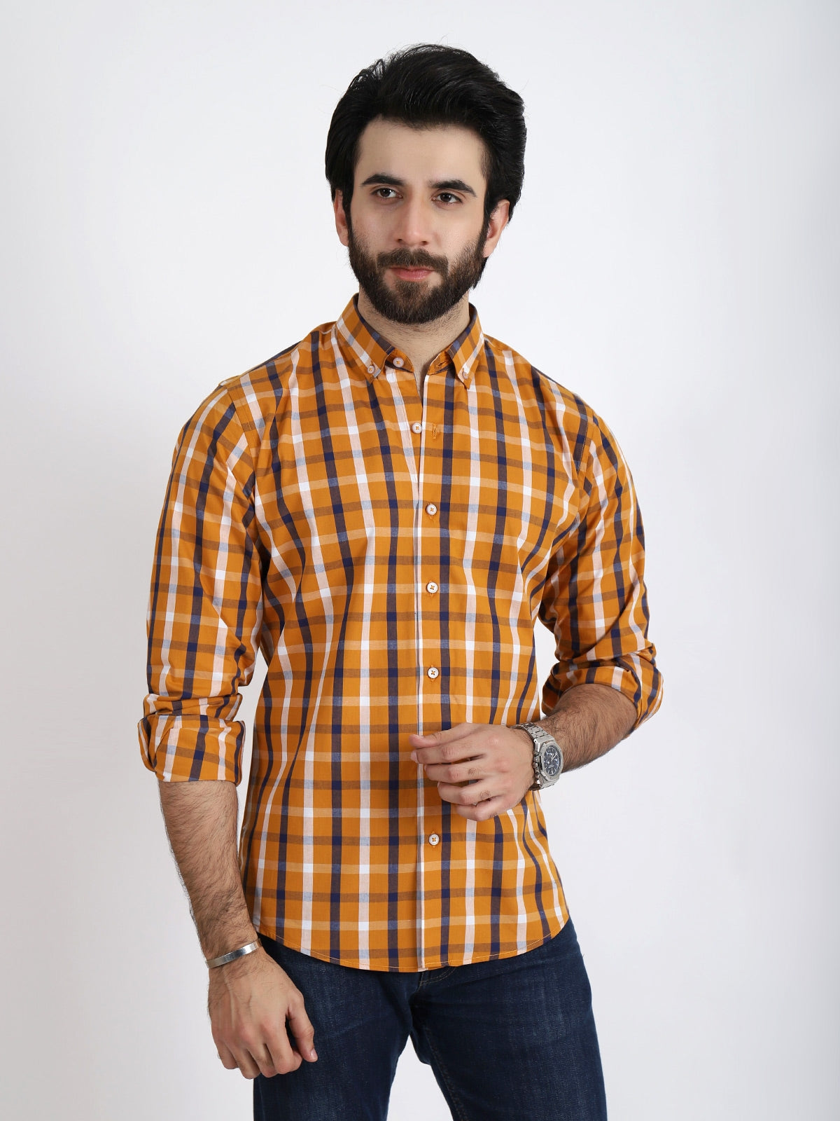 Men's Mustard Full Sleeve Casual Shirt - ACE 70012 (W19)