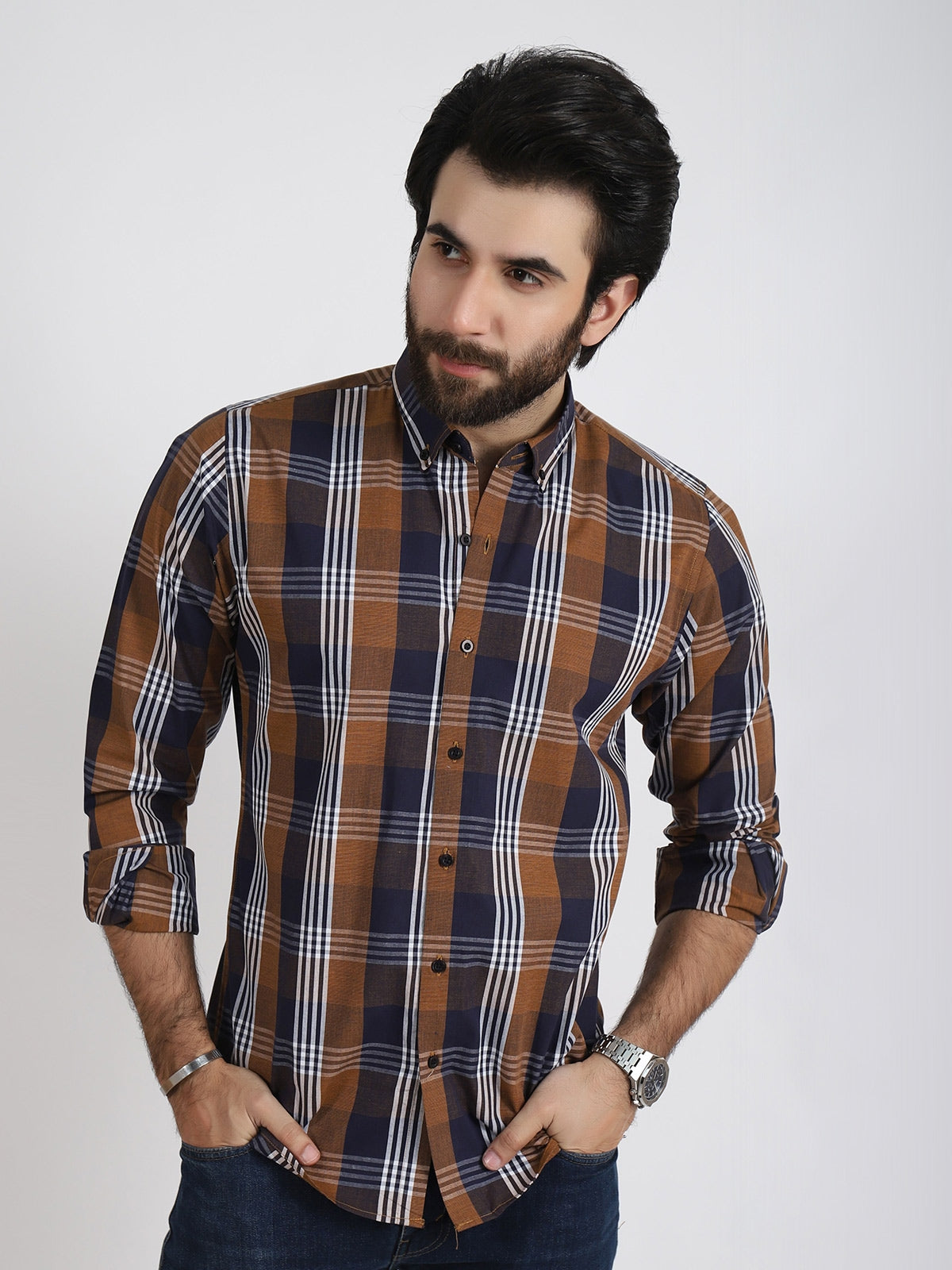 Men's Brown Full Sleeve Casual Shirt - ACE 70008 (W19)