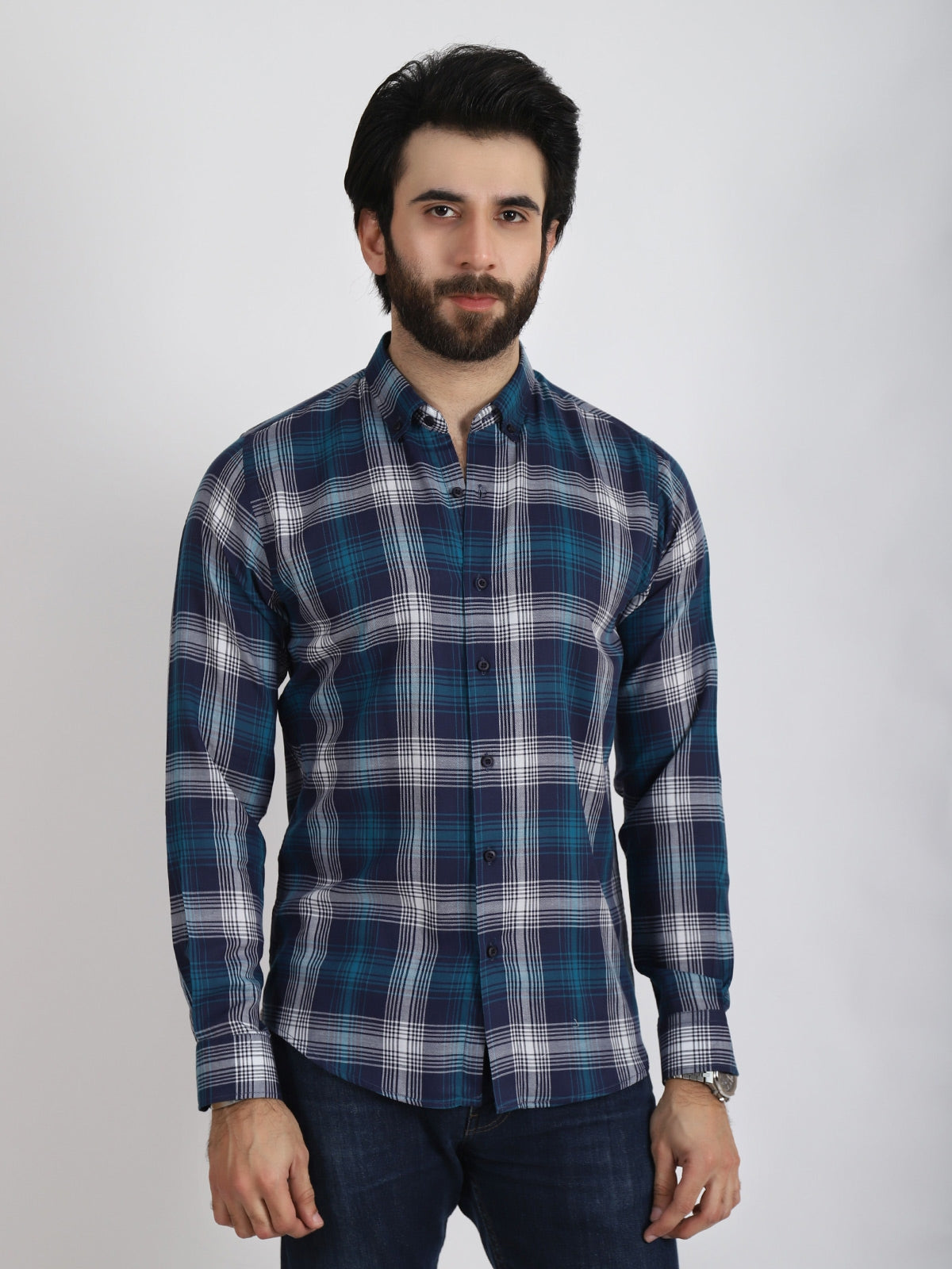 Men's Blue Full Sleeve Casual Shirt - ACE 70031 (W19)