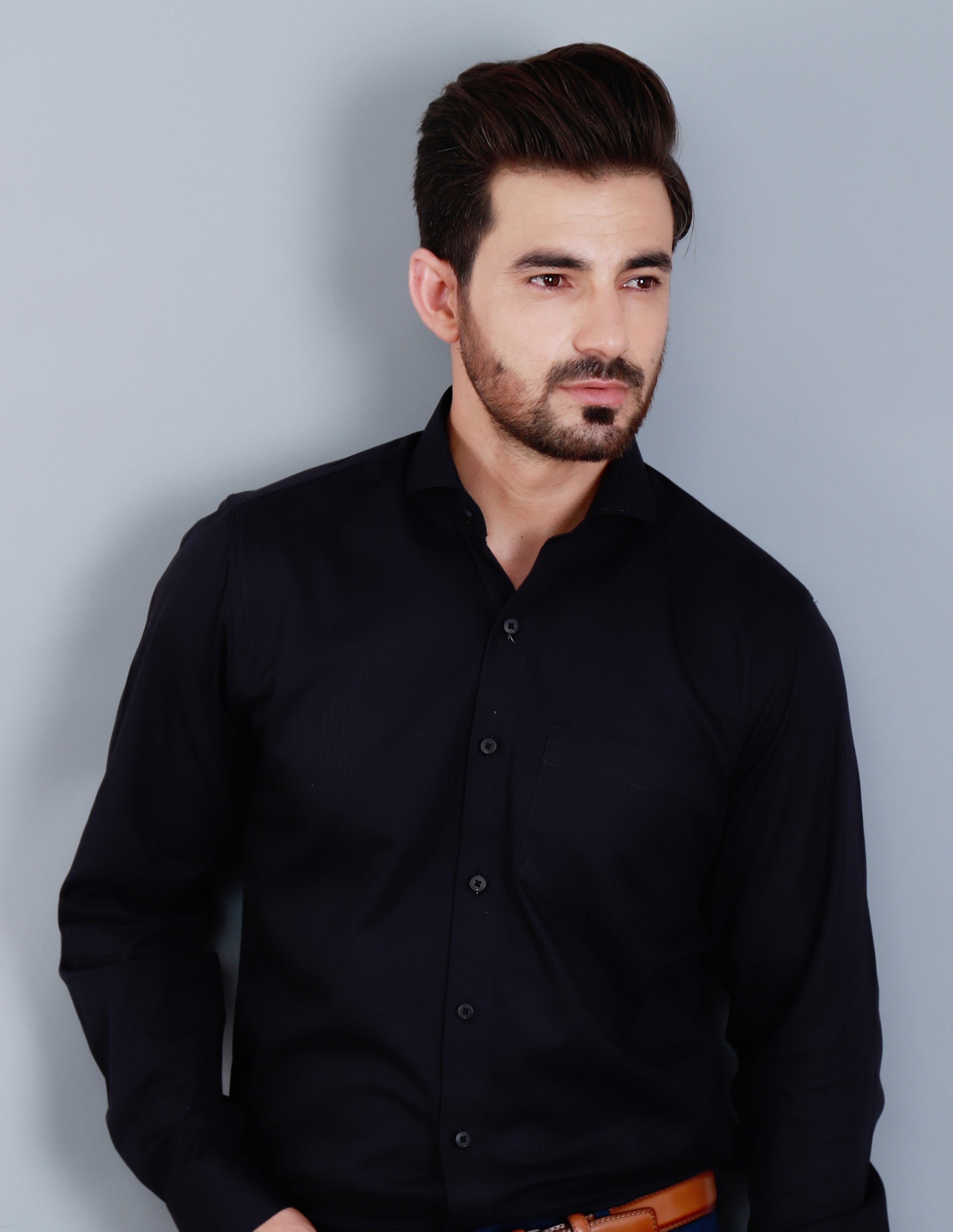 Men's Black Full Sleeve Formal Shirt - ACE 15027 (S20)