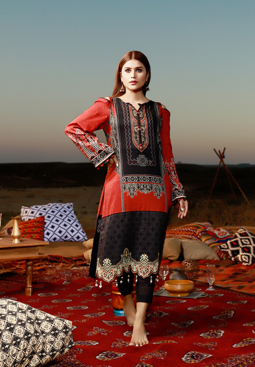 ACE 11076 (S21) Unstitched Red Printed Lawn 1 Piece