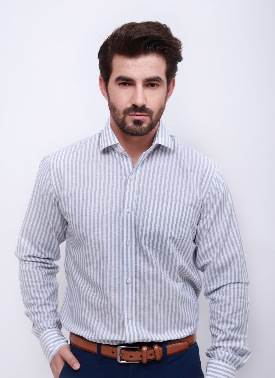 Men's White Full Sleeve Formal Shirt - ACE 15049 (S21)