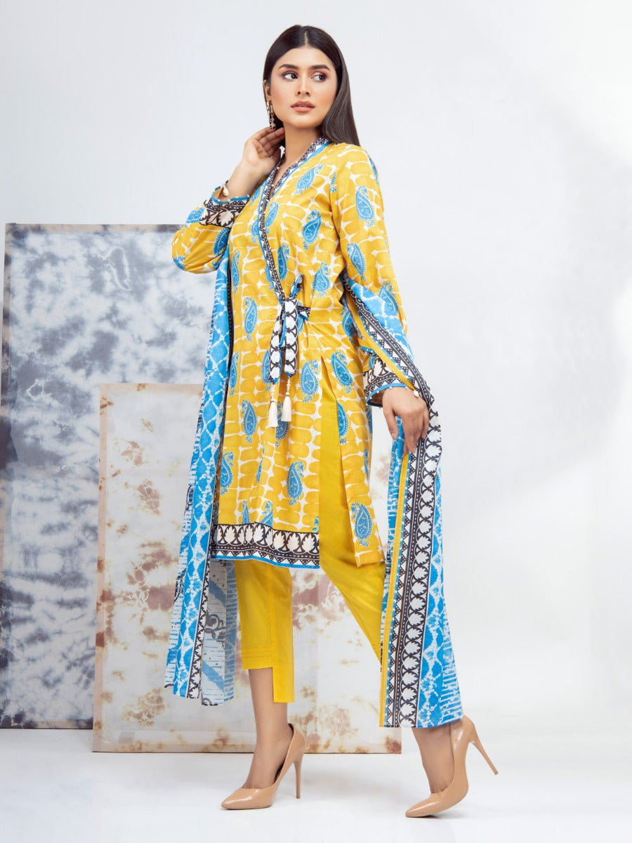 A-WUSDS22-088 Unstitched Yellow Printed Lawn 2 Piece