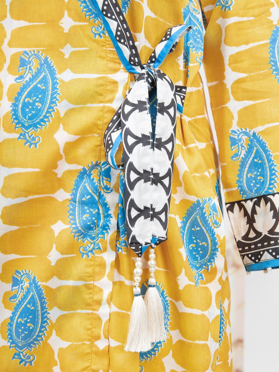 A-WUSDS22-088 Unstitched Yellow Printed Lawn 2 Piece