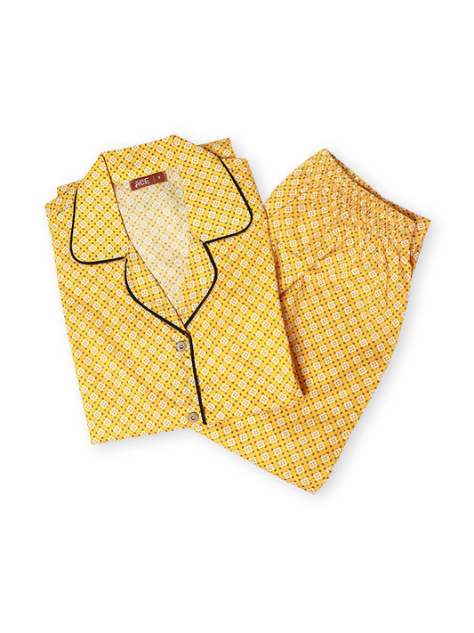 Women's Yellow Night Suit - A-WNSS22-004