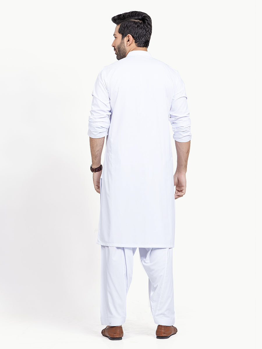 Men's White Shalwar Kameez - AMTKSS22-011