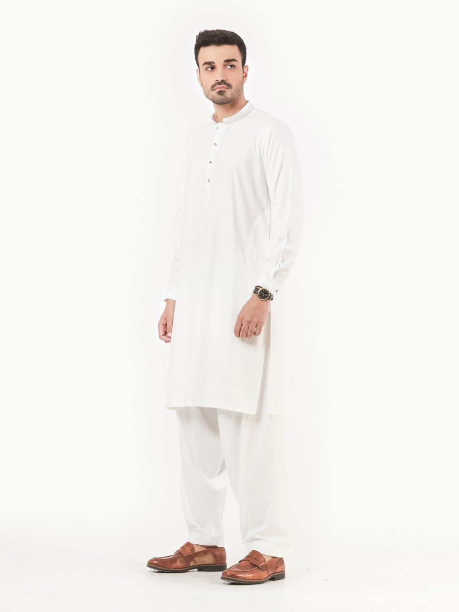 Men's White Shalwar Kameez - AMTKSS22-004