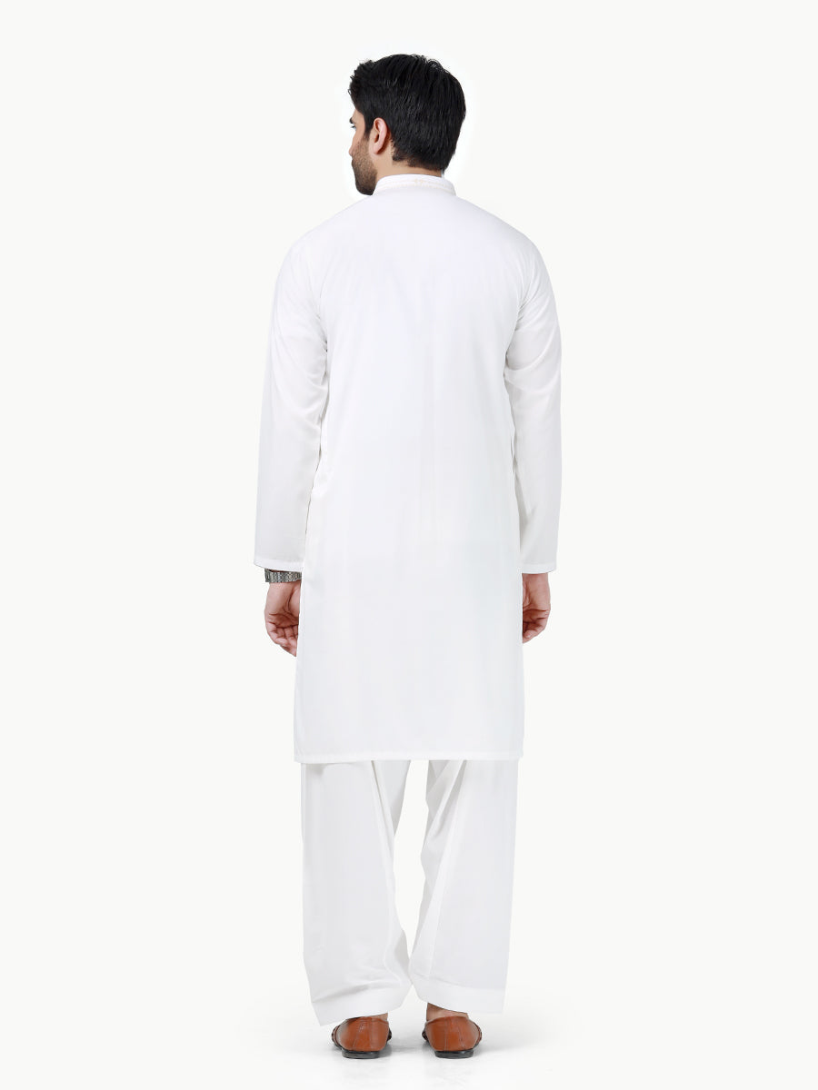 Men's Off White Shalwar Kameez - AMTKSS22-096
