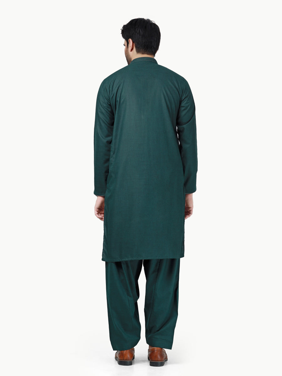 Men's Dark Green Shalwar Kameez - AMTKSS23-114