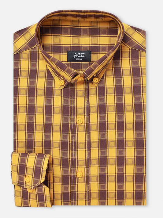 Men's Mustard Full Sleeve Casual Shirt - AMTCSW21-020