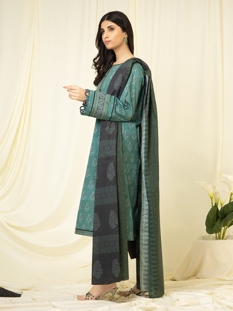 A-WUSDS22-111 Unstitched Green Printed Lawn 2 Piece