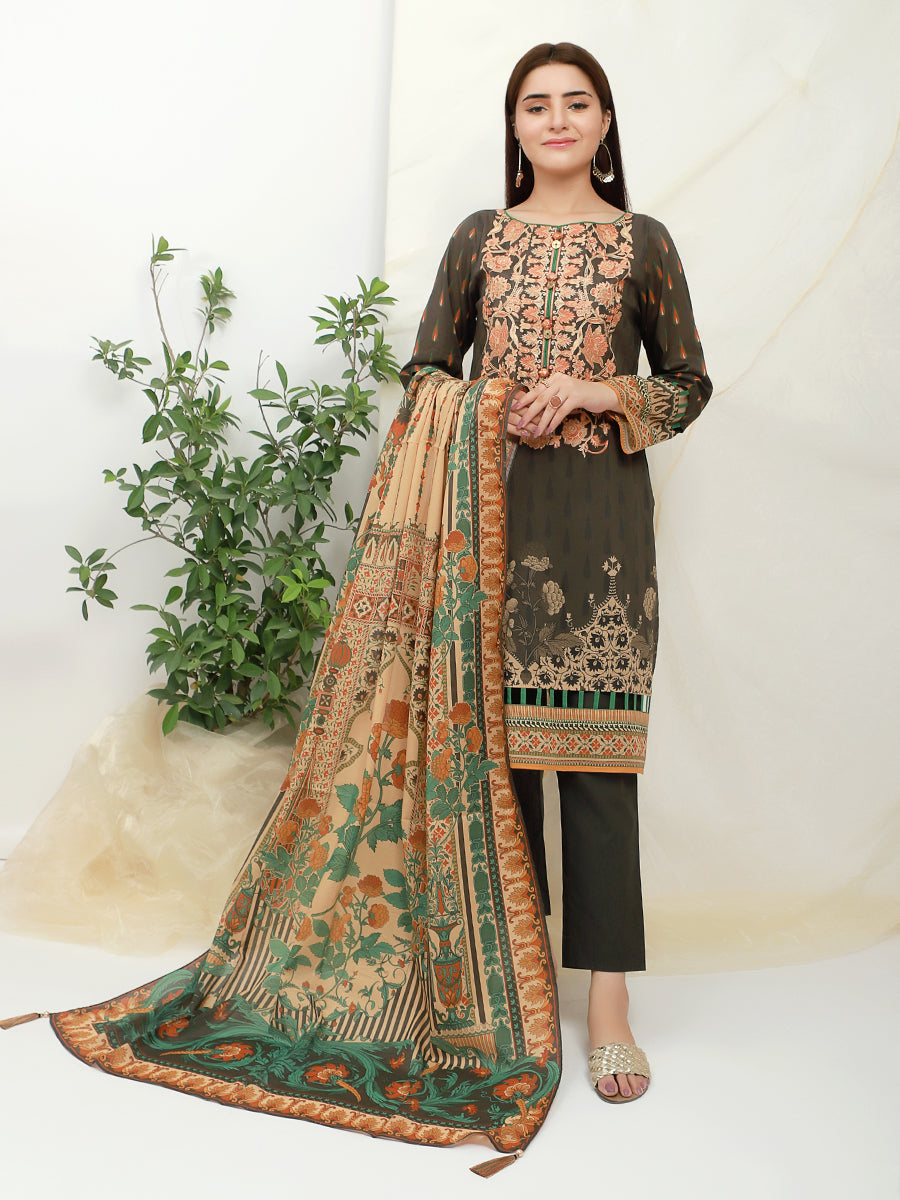 ACE 12004 (S21) Unstitched Green Embroidered Lawn 3 Piece