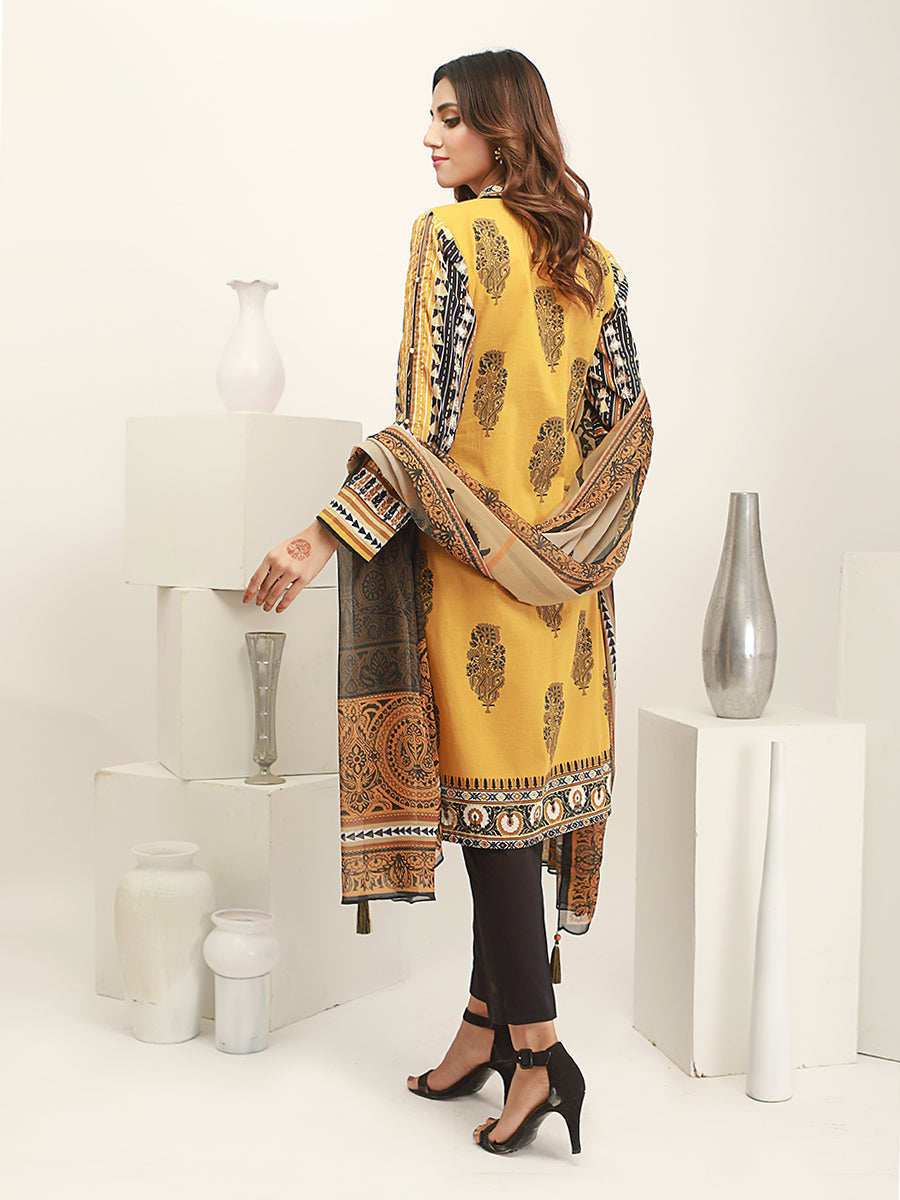 ACE 12056 (S21) Unstitched Yellow Embroidered Lawn 3 Piece