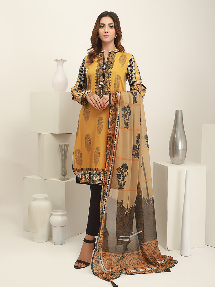 ACE 12056 (S21) Unstitched Yellow Embroidered Lawn 3 Piece