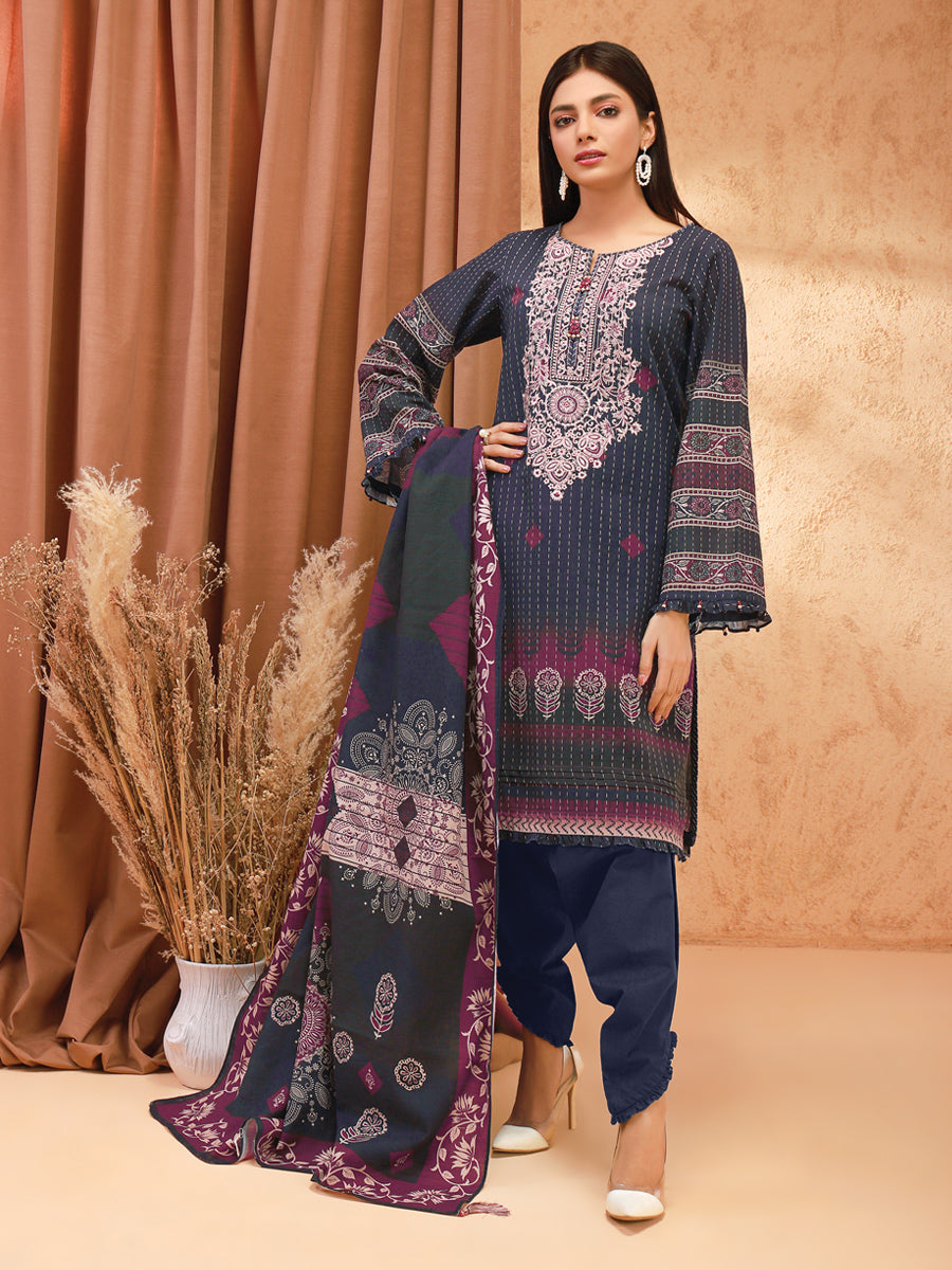 ACE 12135 (W21) Unstitched Embroidered Khaddar 3 Piece