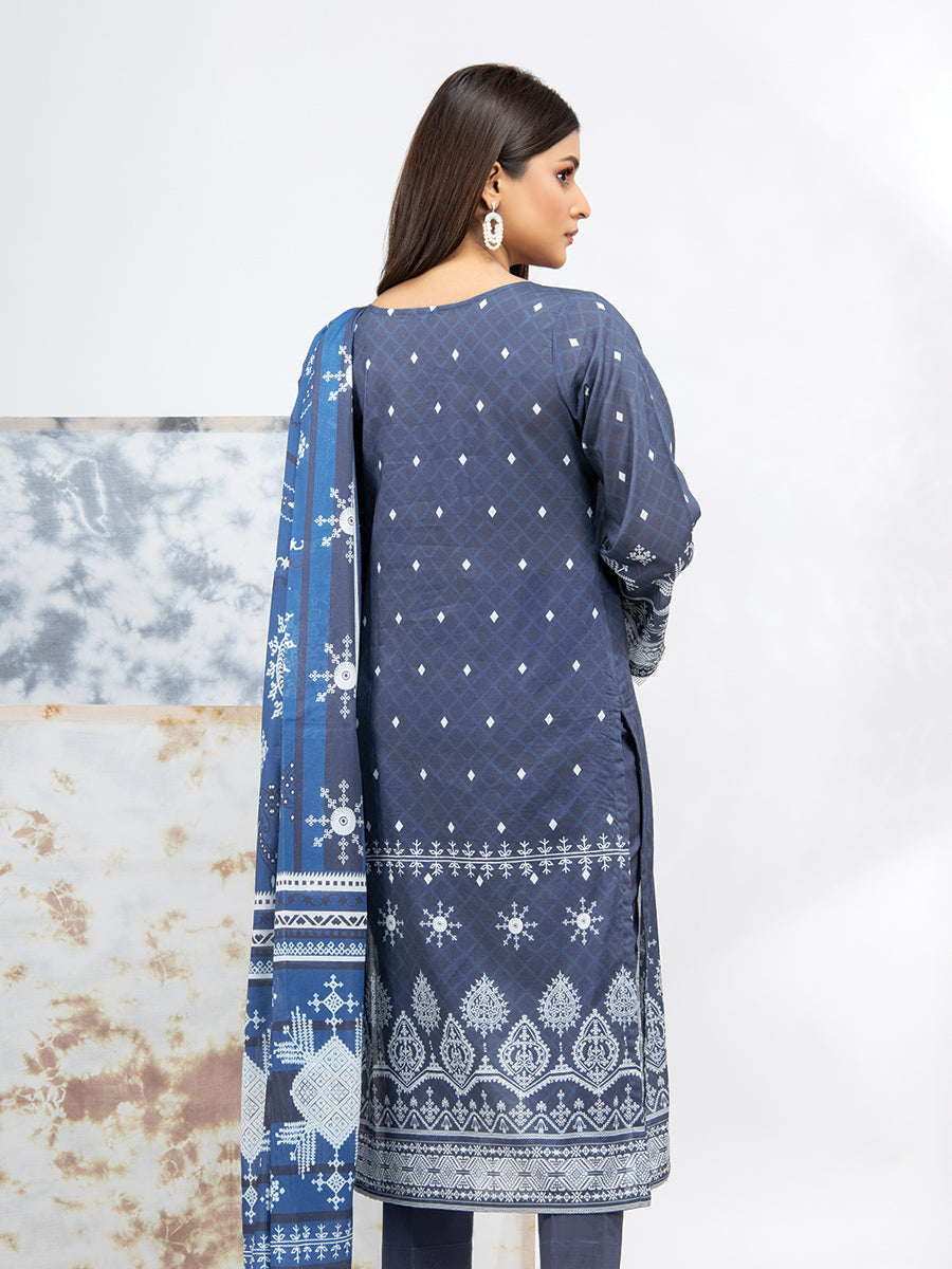 A-WU3PS22-011 Unstitched Blue Printed Lawn 3 Piece