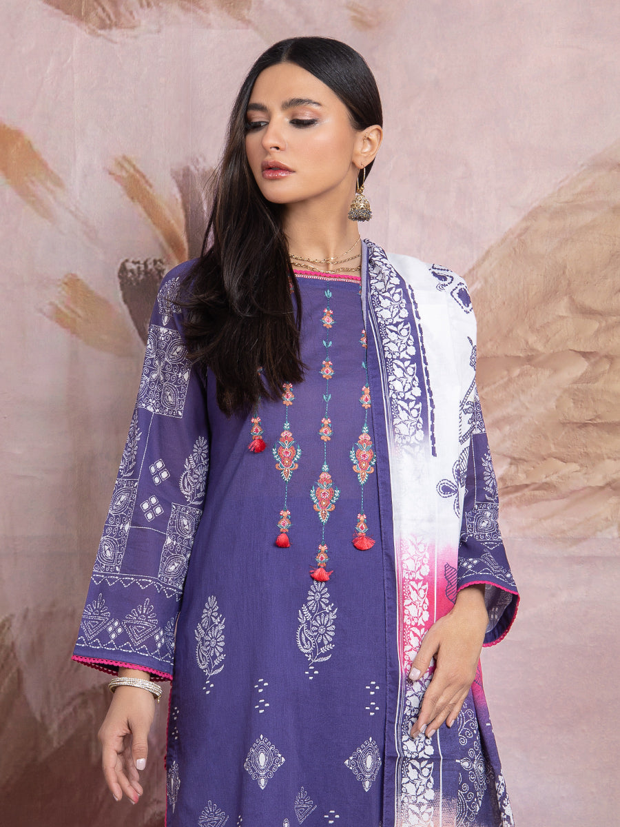 A-WU3PS22-015 Unstitched Purple Embroidered Lawn 3 Piece