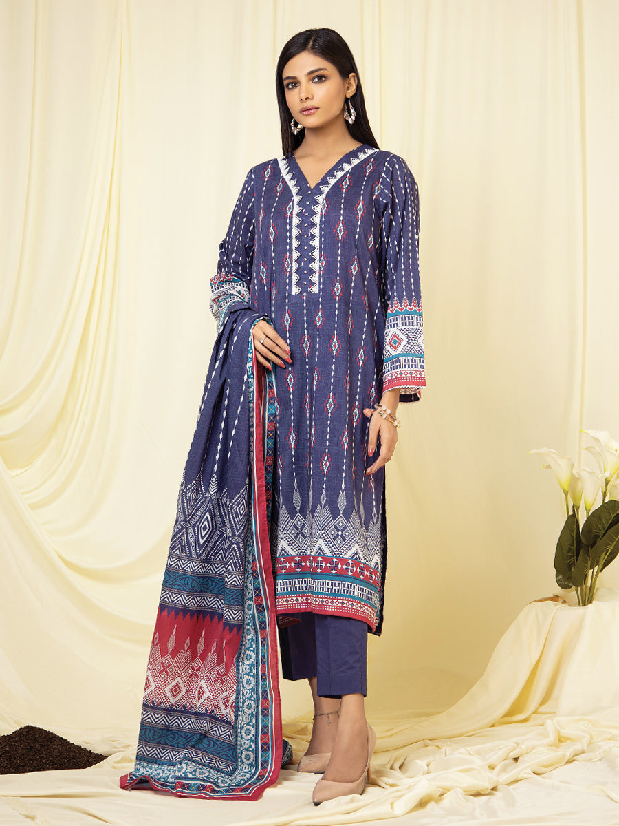A-WU3PS22-028 Unstitched Purple Printed Lawn 3 Piece