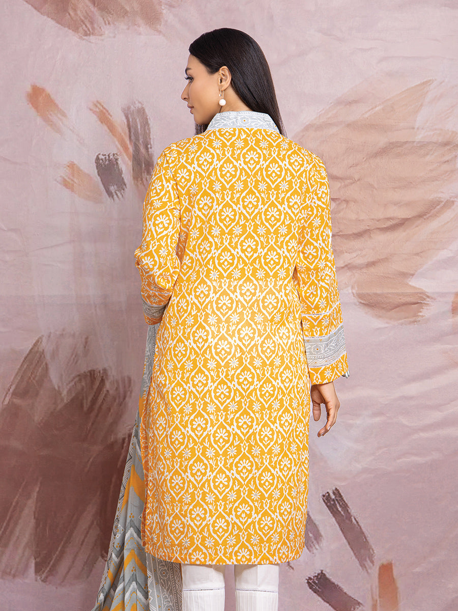 A-WUSDS22-086 Unstitched Yellow Printed Lawn 2 Piece