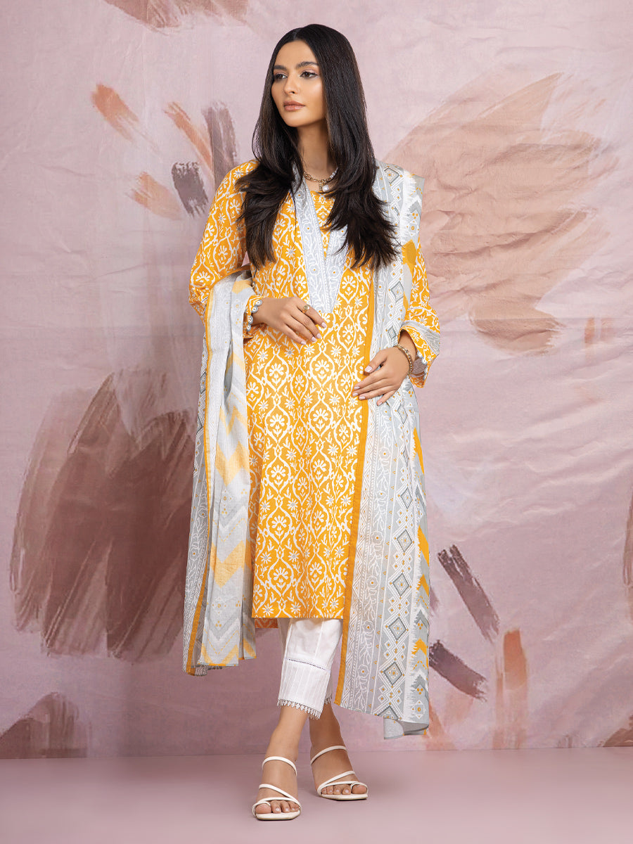 A-WUSDS22-086 Unstitched Yellow Printed Lawn 2 Piece