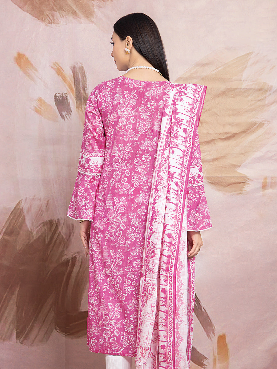 A-WUSDS22-093 Unstitched Pink Printed Lawn 2 Piece