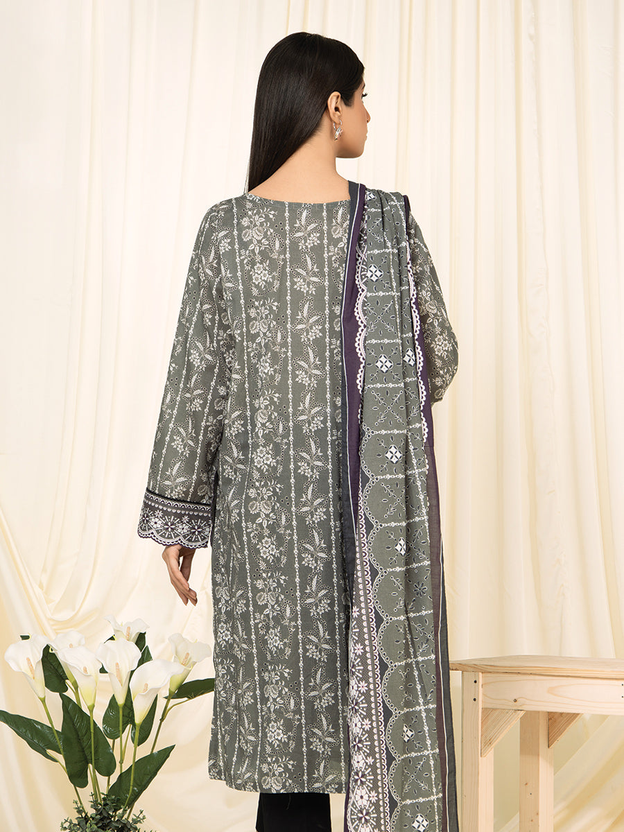 A-WUSDS22-113 Unstitched Olive Green Printed Lawn 2 Piece