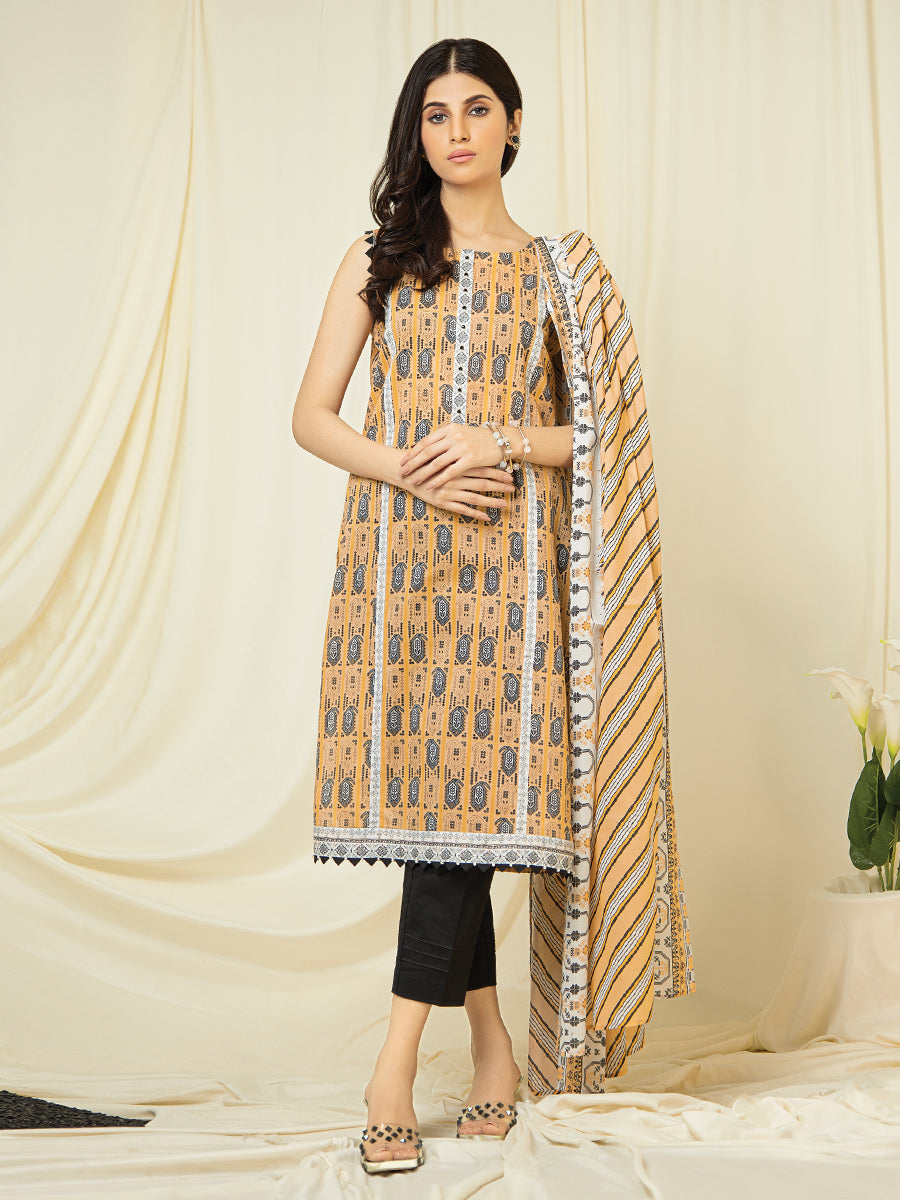 A-WUSDS22-123 Unstitched Yellow Printed Lawn 2 Piece