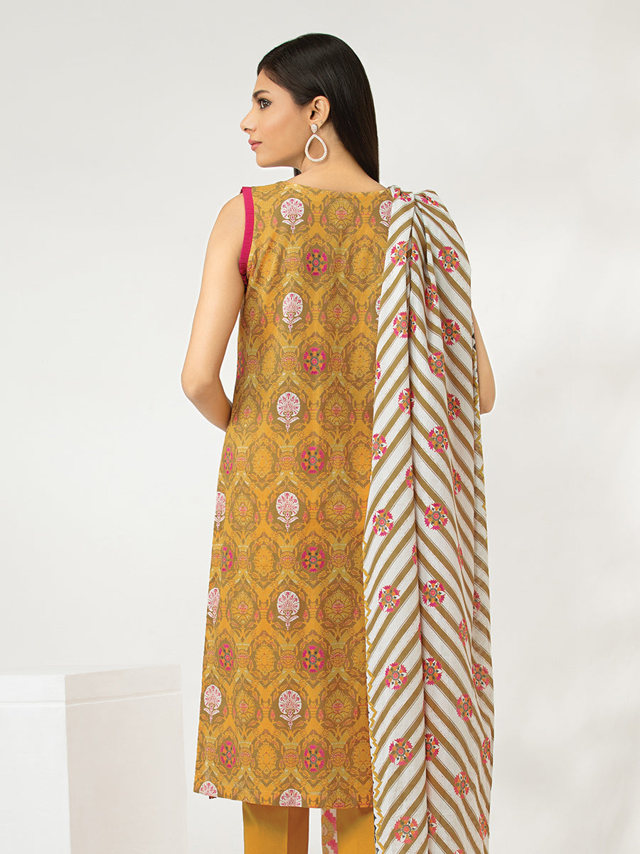 A-WU3PS22-154 Unstitched Yellow Printed Lawn 3 Piece