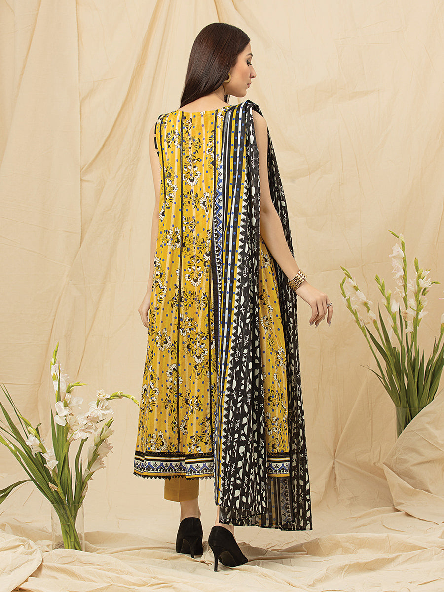 A-WU3PML23-22623 Unstitched Yellow Printed Lawn 3 Piece