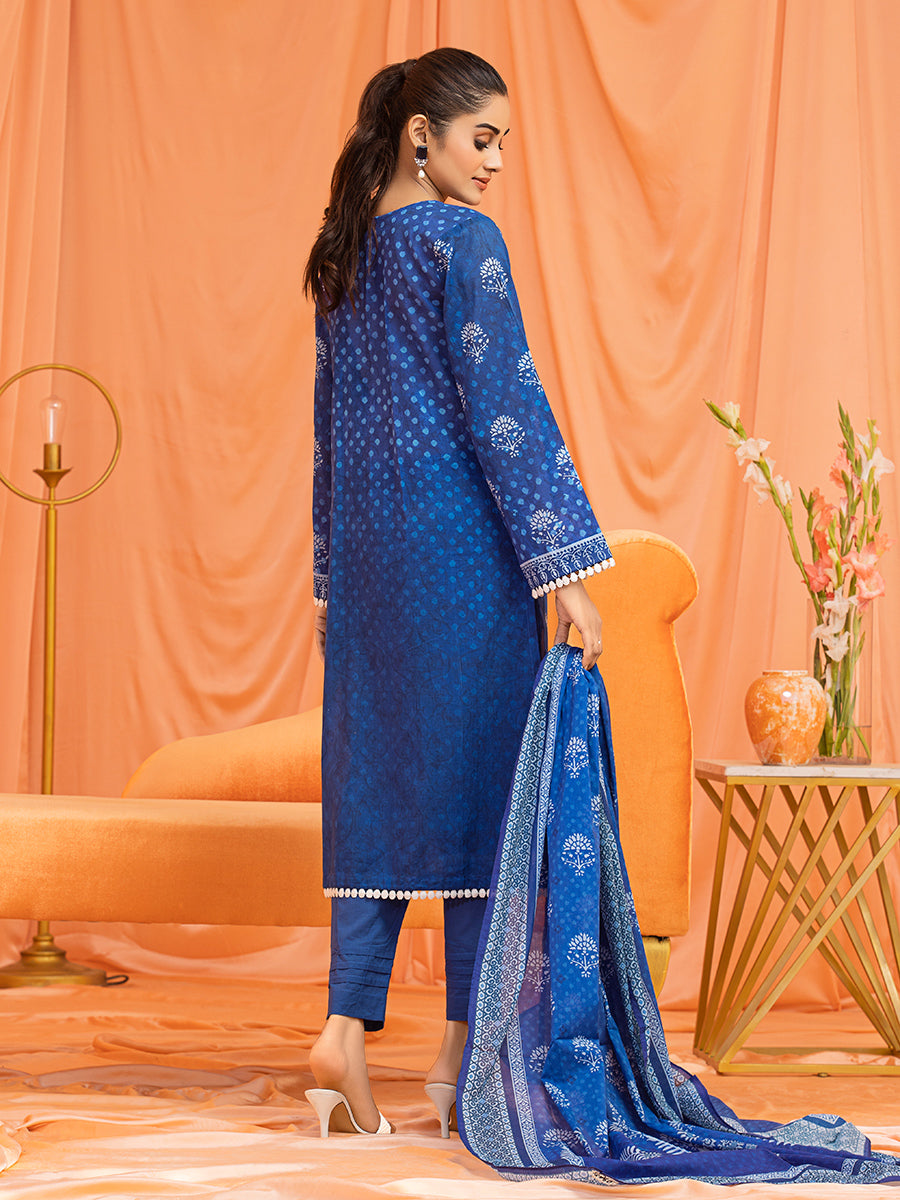 A-WU3P23-22760 Unstitched Royal blue Embroidered Lawn 3 Piece