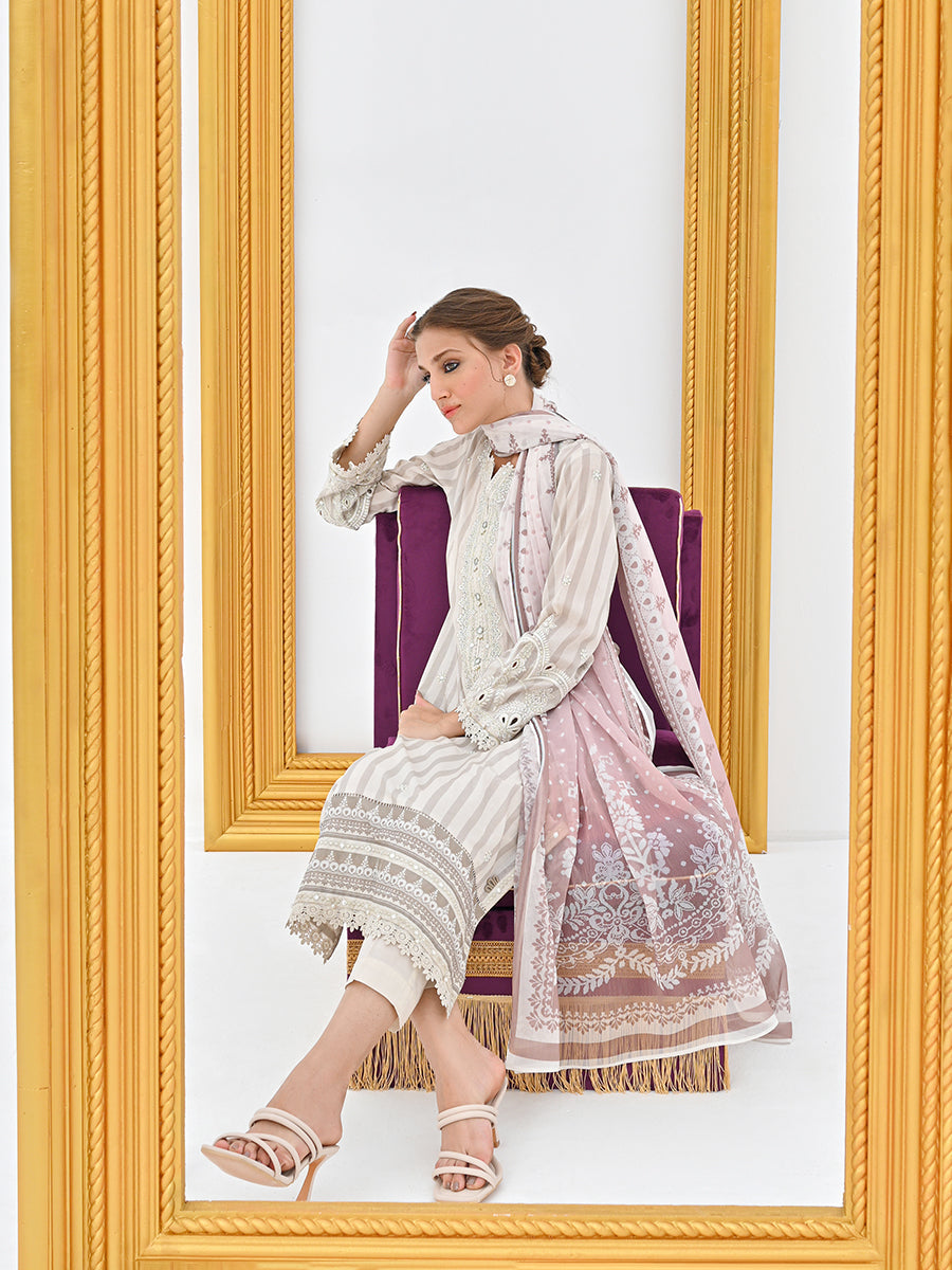 Unstitched 1Pc Embroidered Lawn Shirt - A-WU1P23-22767A