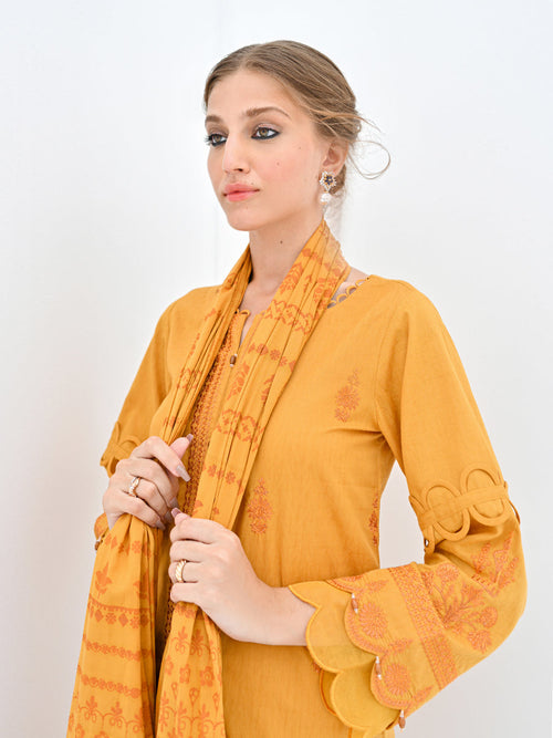 Unstitched 2Pc Embroidered Dobby Shirt Trouser - A-WUST23-22827A