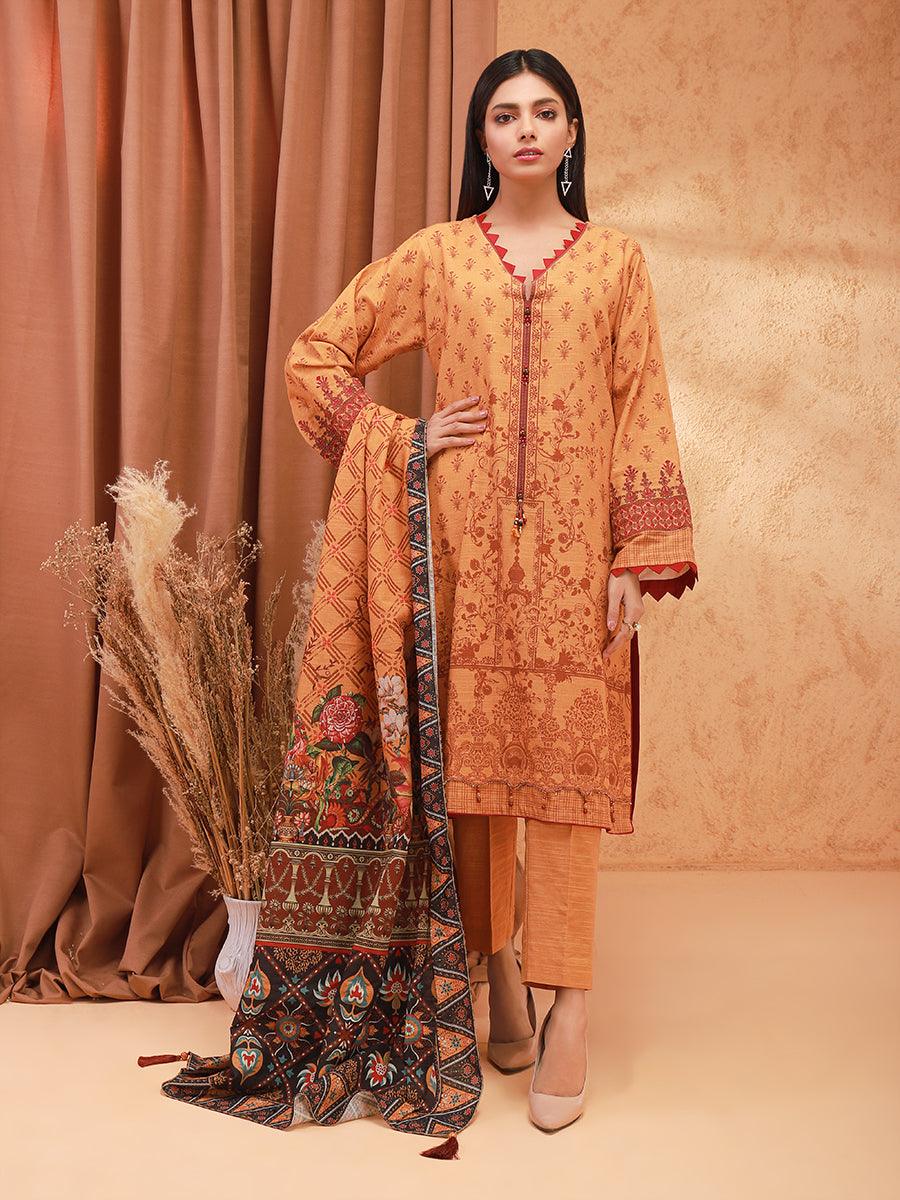Unstitched 3Pc Embroidered Khaddar Suit - ACE 12154 (W21)
