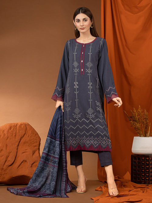 Unstitched 2Pc Embroidered Marina Twill Shirt Trouser - A-WUSTWT22-578A