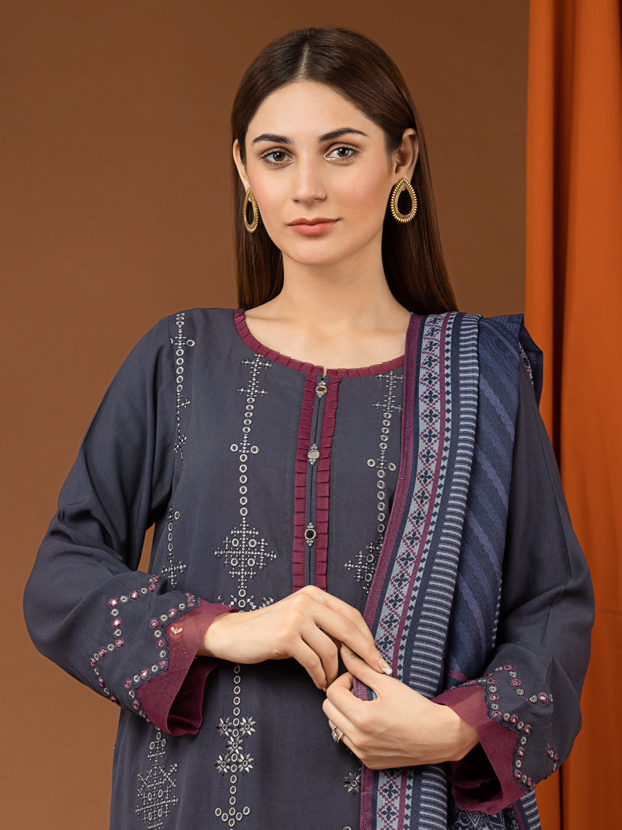 Unstitched 2Pc Embroidered Marina Twill Shirt Trouser - A-WUSTWT22-578A