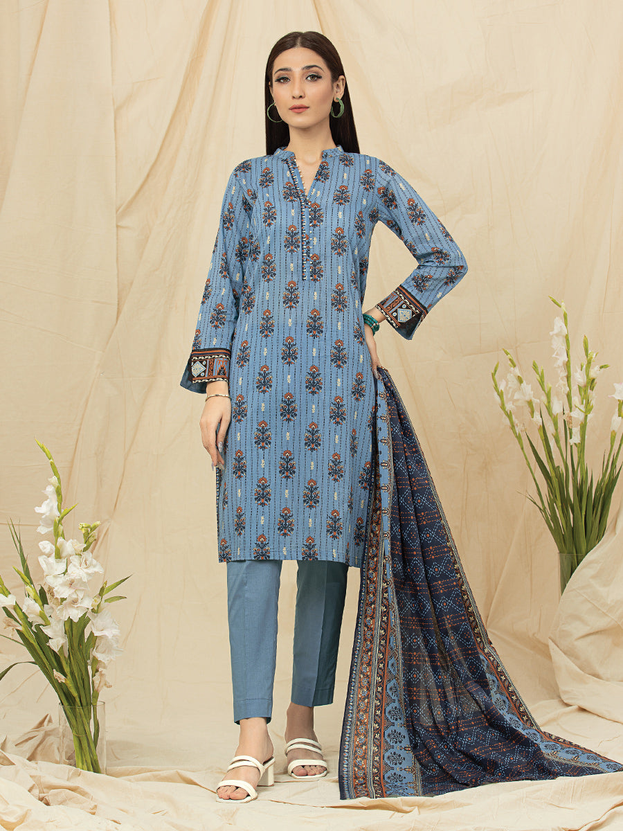 A-WU3PML23-22616 Unstitched Turquoise Printed Lawn 3 Piece