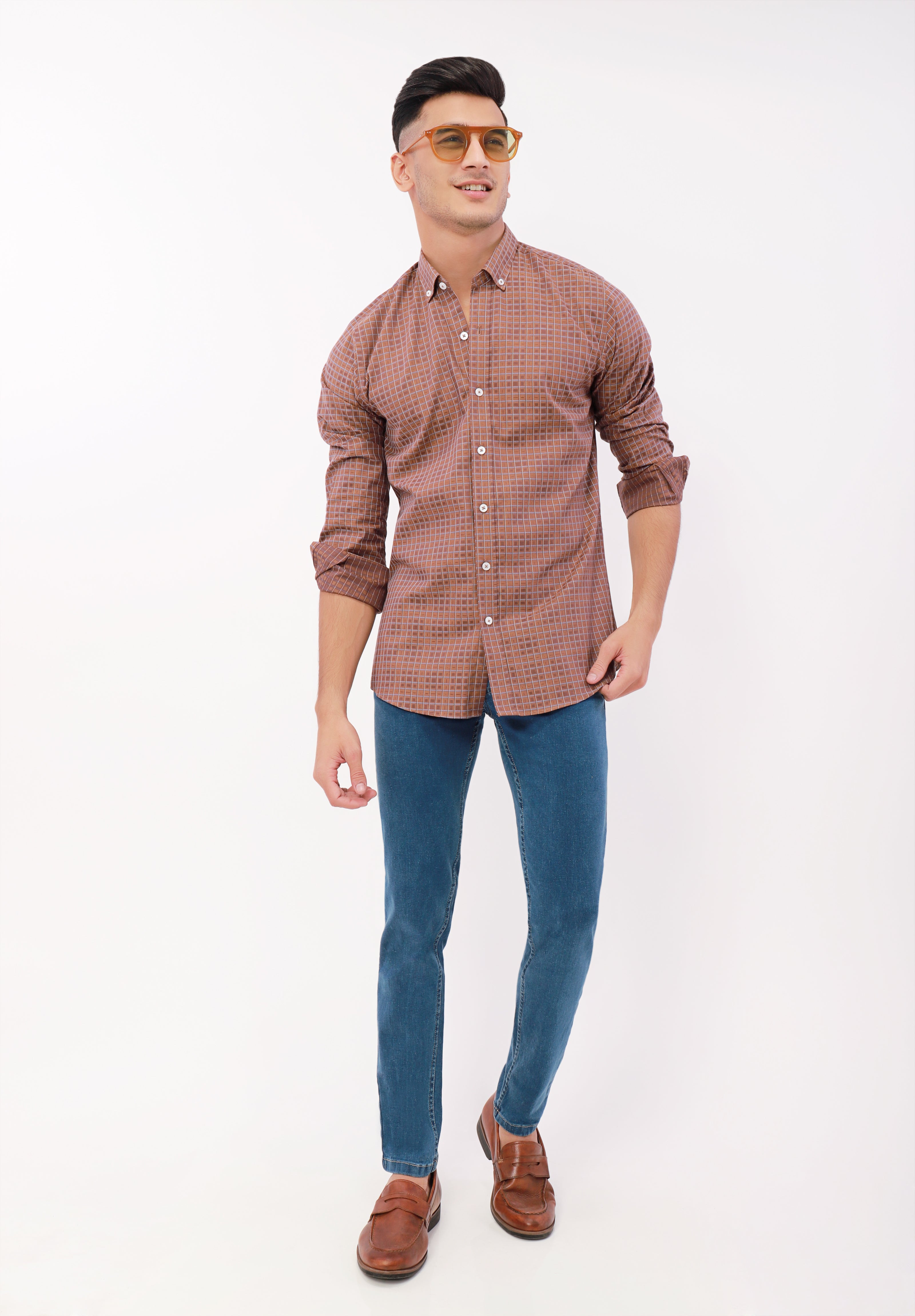 Men's Brown Full Sleeve Casual Shirt - AMCS21-008
