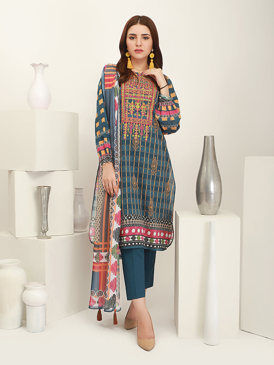 ACE 12060 (S21) Unstitched Green Embroidered Lawn 3 Piece