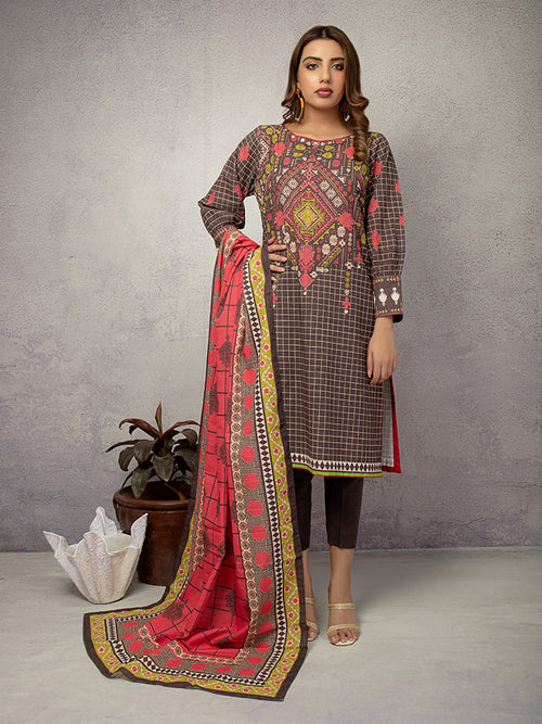 Unstitched 2Pc Printed Khaddar Shirt Dupatta - ACE 12126A (W21)