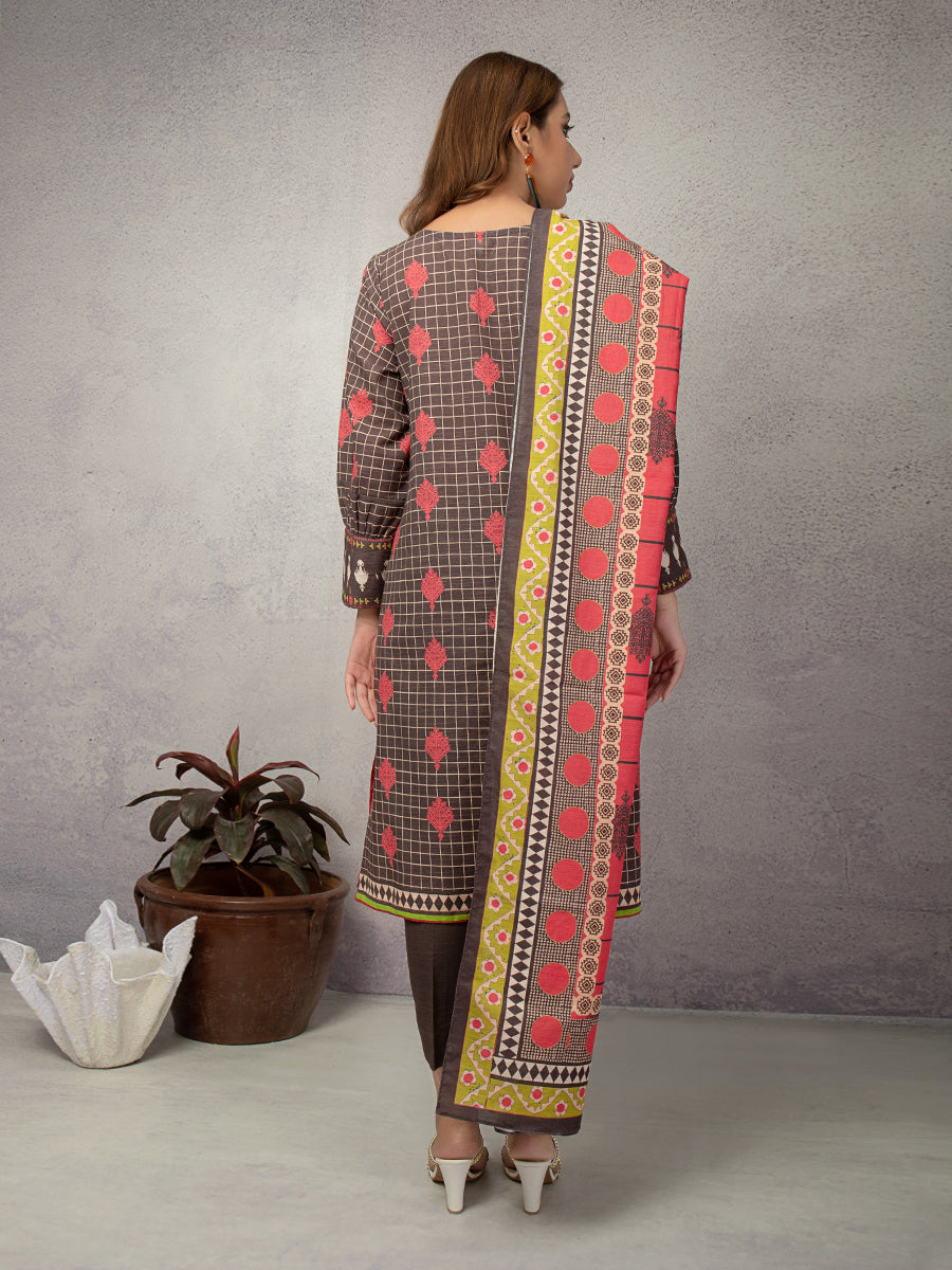 Unstitched 2Pc Printed Khaddar Shirt Dupatta - ACE 12126A (W21)