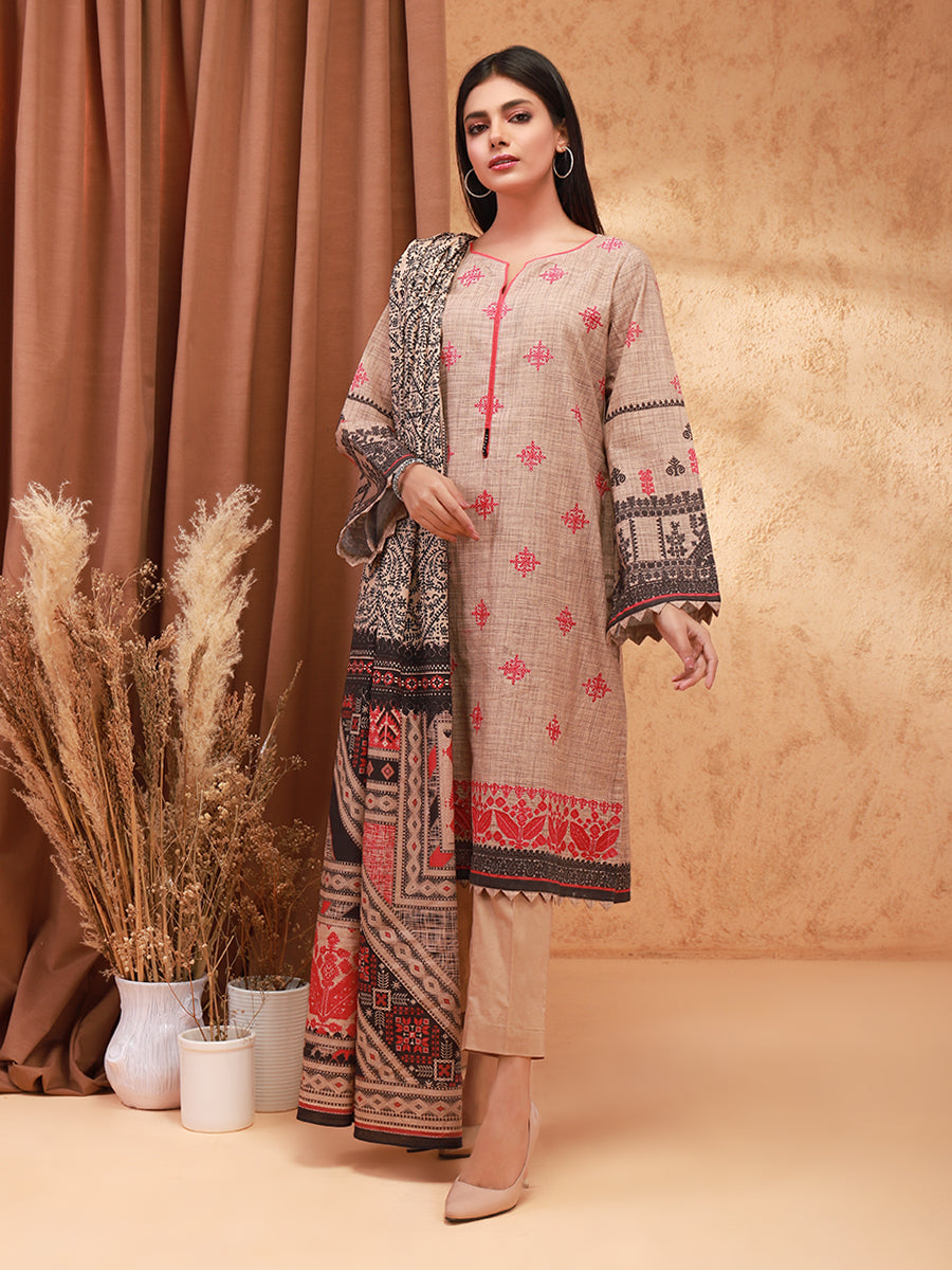 ACE 12166 (W21) Unstitched Embroidered Khaddar 3 Piece