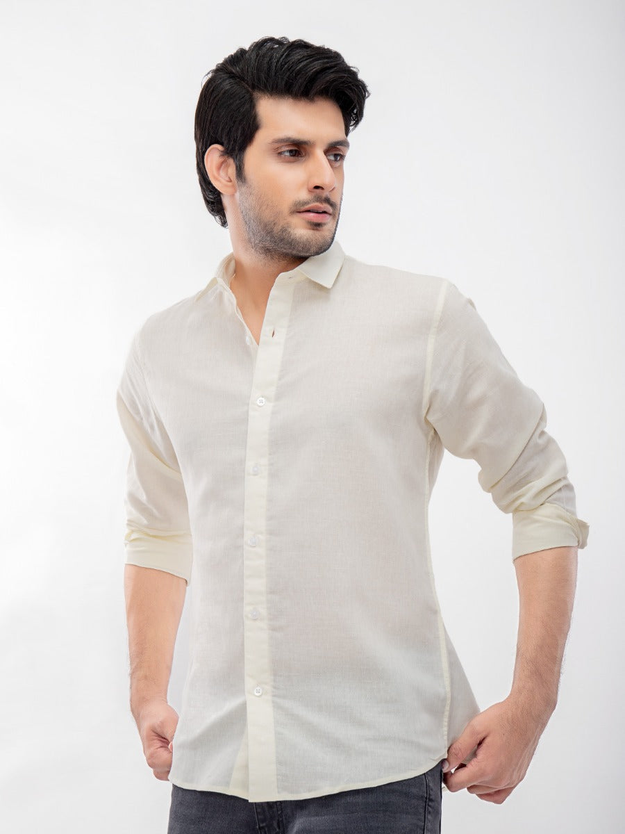 Men's White Full Sleeve Casual Shirt - ACE 70123 (S21)