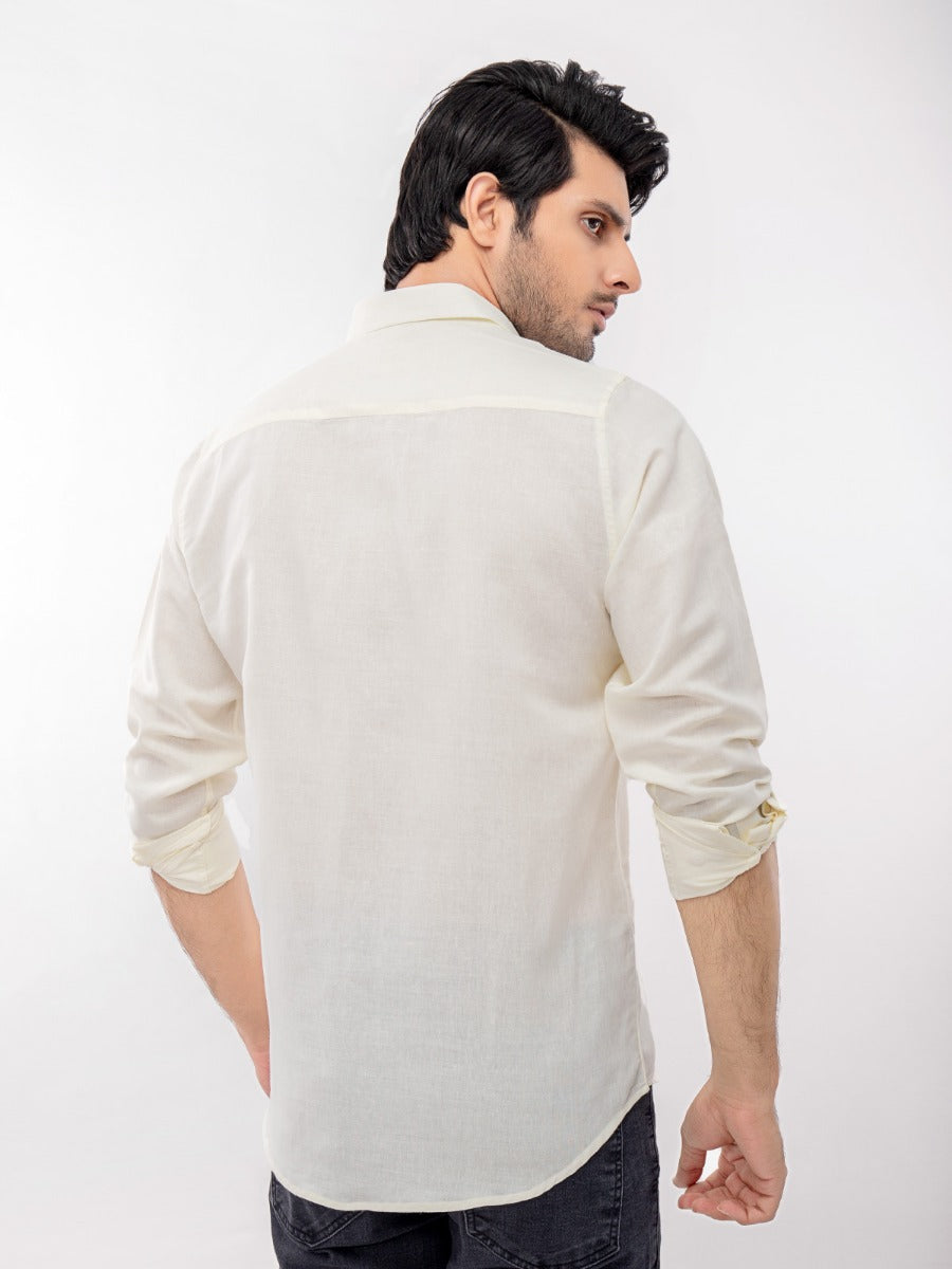 Men's White Full Sleeve Casual Shirt - ACE 70123 (S21)