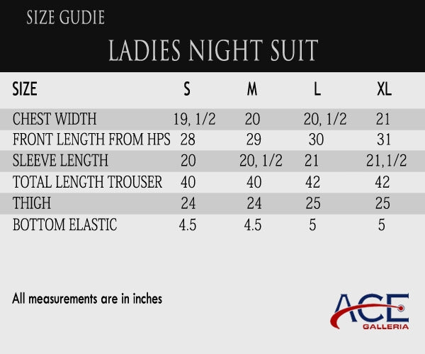 Women's Red Night Suit - ACE 38002H (S20)